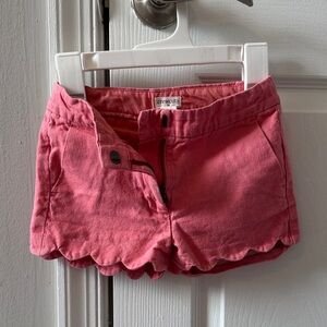 Crewcuts Coral-Style Scalloped Hem Linen-cotton Blend Shorts